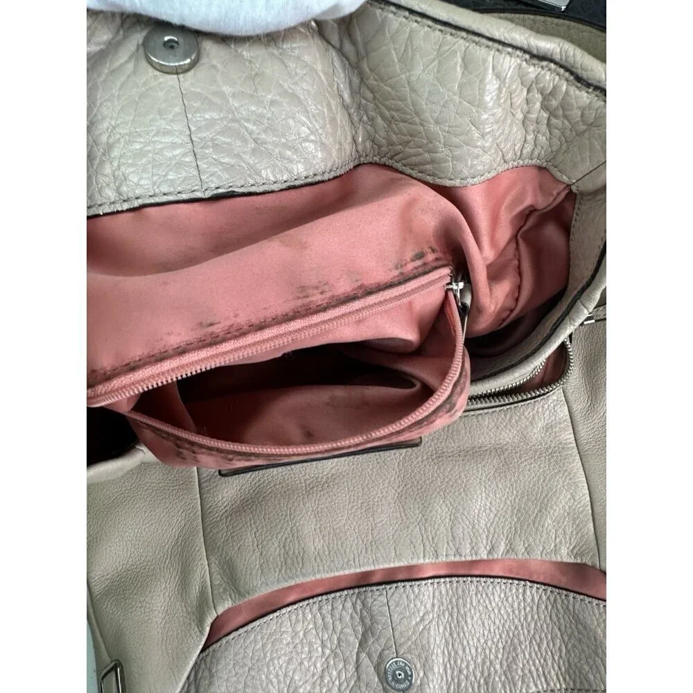 Coach Madison Phoebe Beige Pebbled Leather 3 Compartment Shoulder Bag Purse